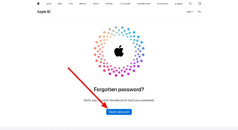 AppleのiForgotウェブサイト