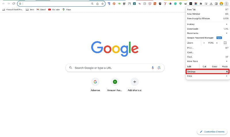 impostazioni google chrome