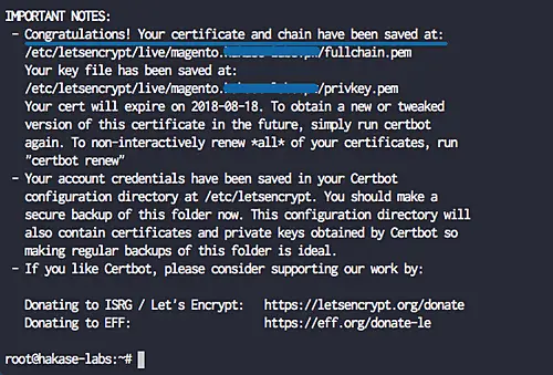 Certificato SSL emesso con successo