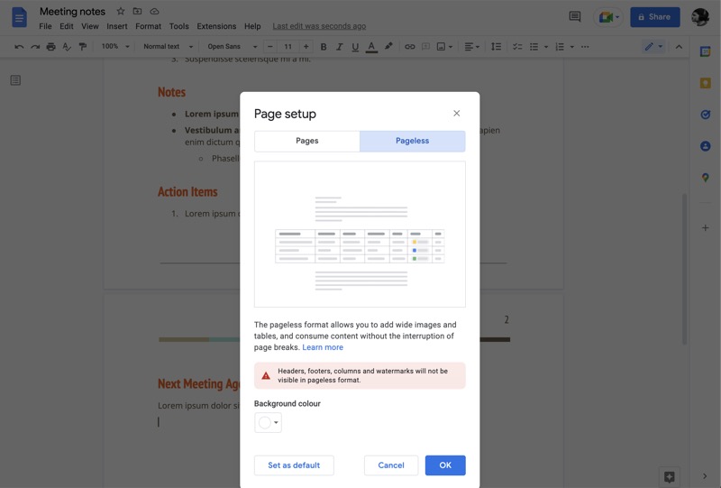 безстраничный вариант google docs