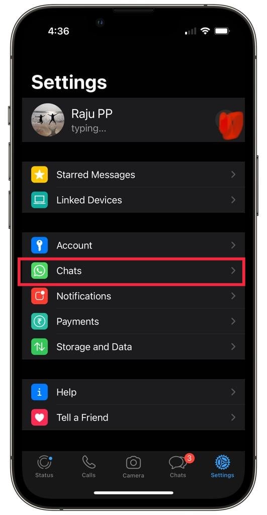 configuración de chat de whatsapp