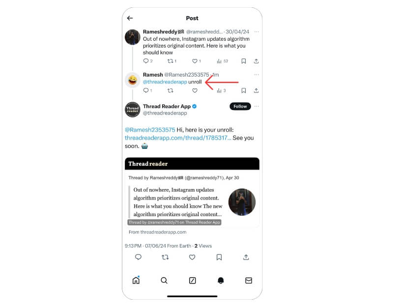 бот читателя нити twitter