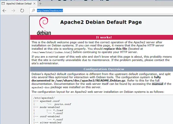 Page de test Apache2