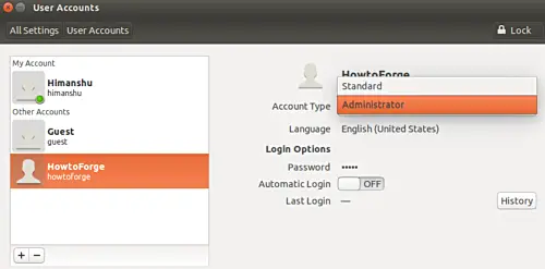 scegli account sudo