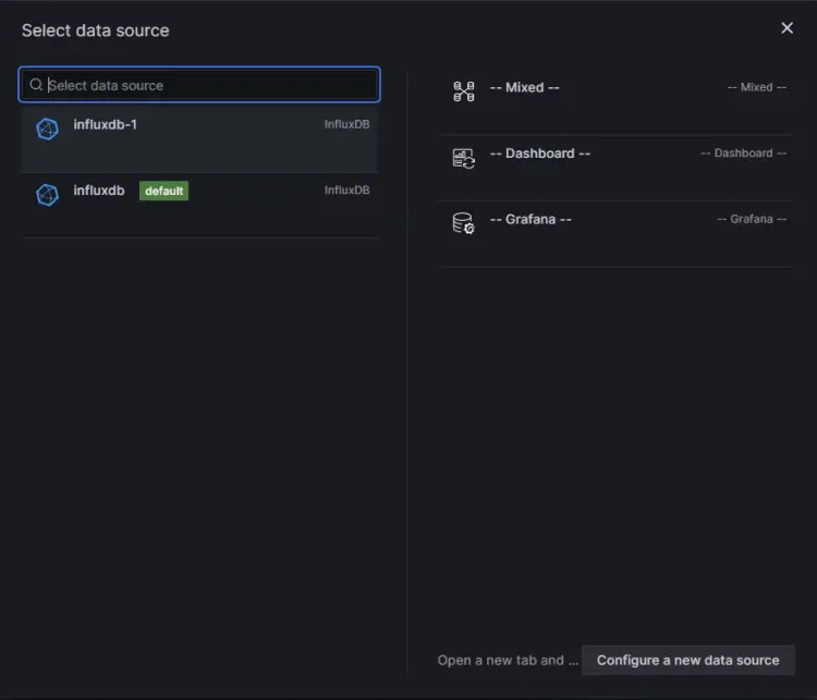 Wählen Sie Grafana-Datenquelle aus