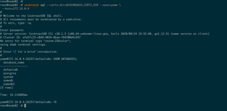 Controlla la replica del database sul Node02