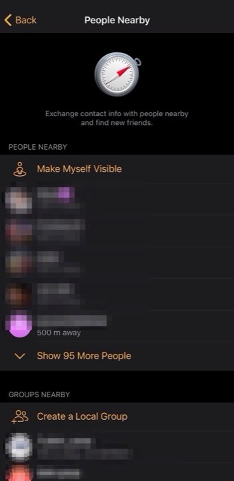 find nearby people and groups