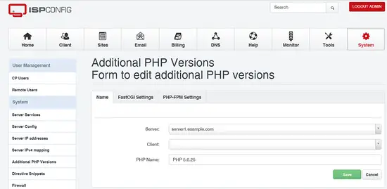 Agregar PHP 5.6 en ISPConfig