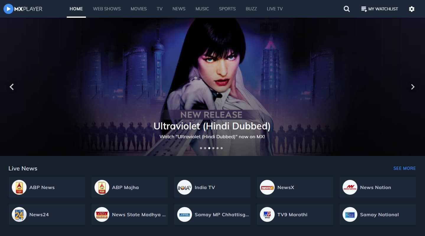 Service de streaming de contenu MX Player