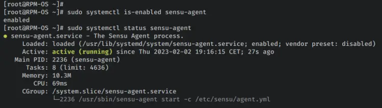 sensuエージェントを確認