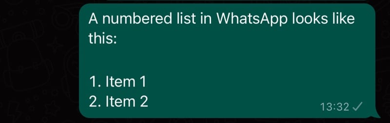 un elenco numerato in whatsapp.