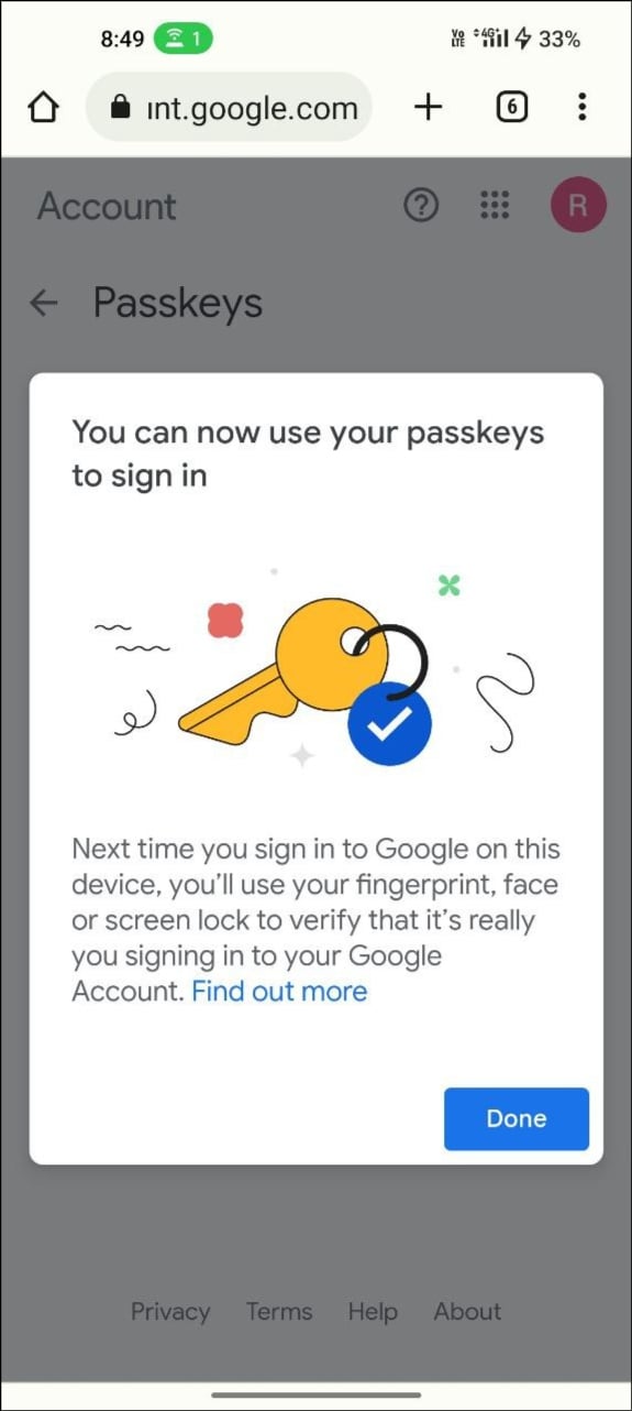 успешное создание passkey google-account