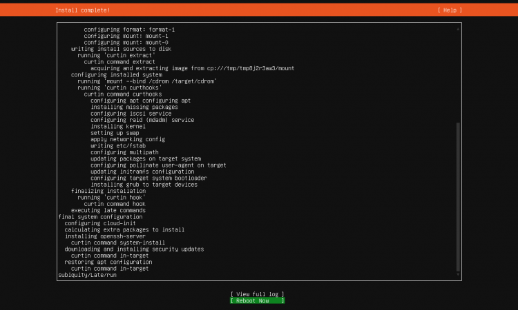 Ubuntu 22.04 インストールが成功裏に終了しました