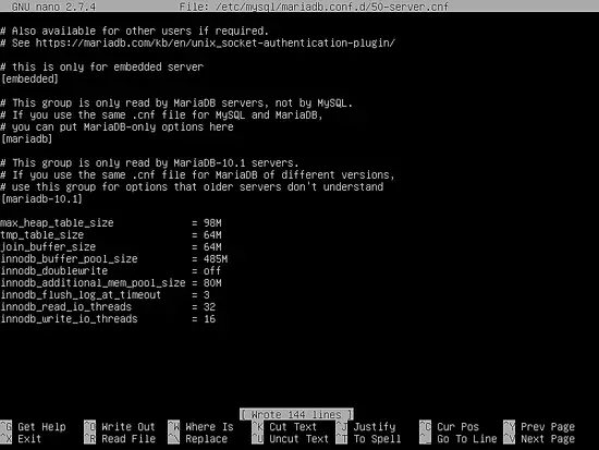 Configura server MariaDB