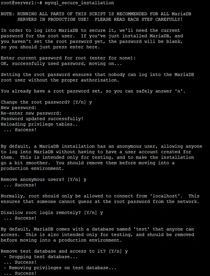 Используйте mysql_secure_installation для изменения пароля root MySQL