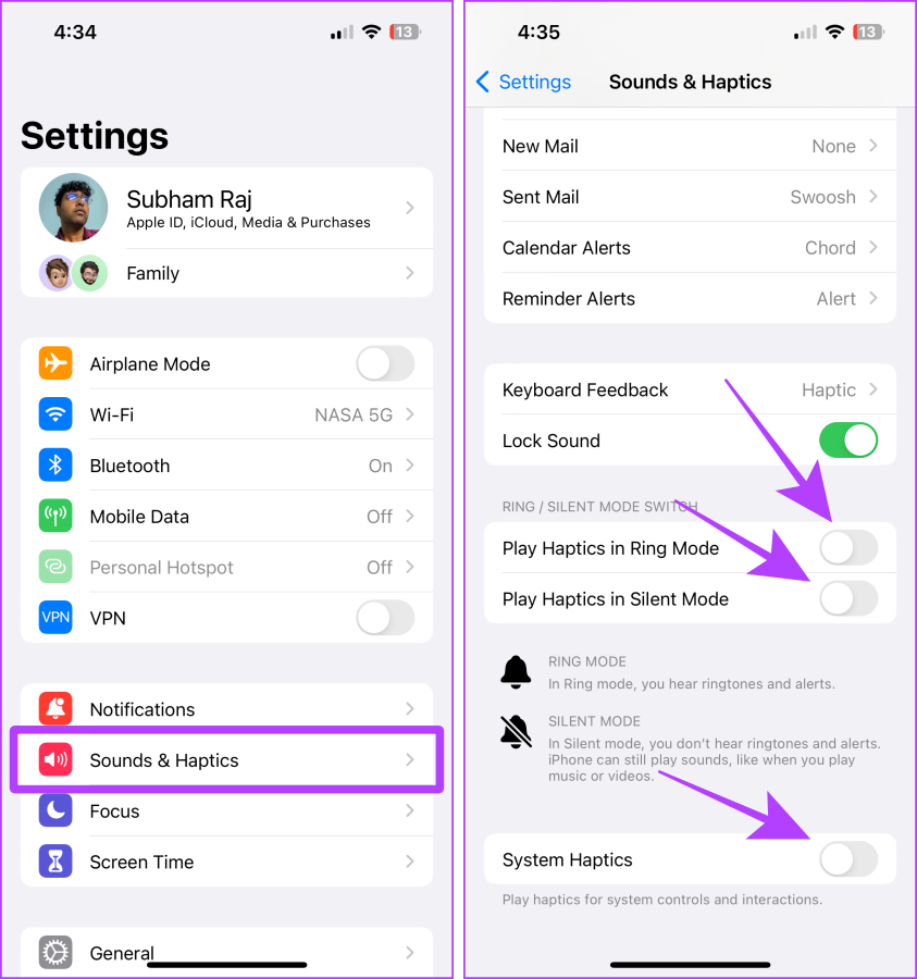 configurações de som e haptics iphone