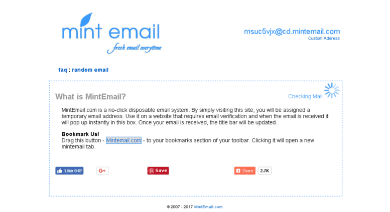 MintEmail: Генератор фальшивых электронных почт