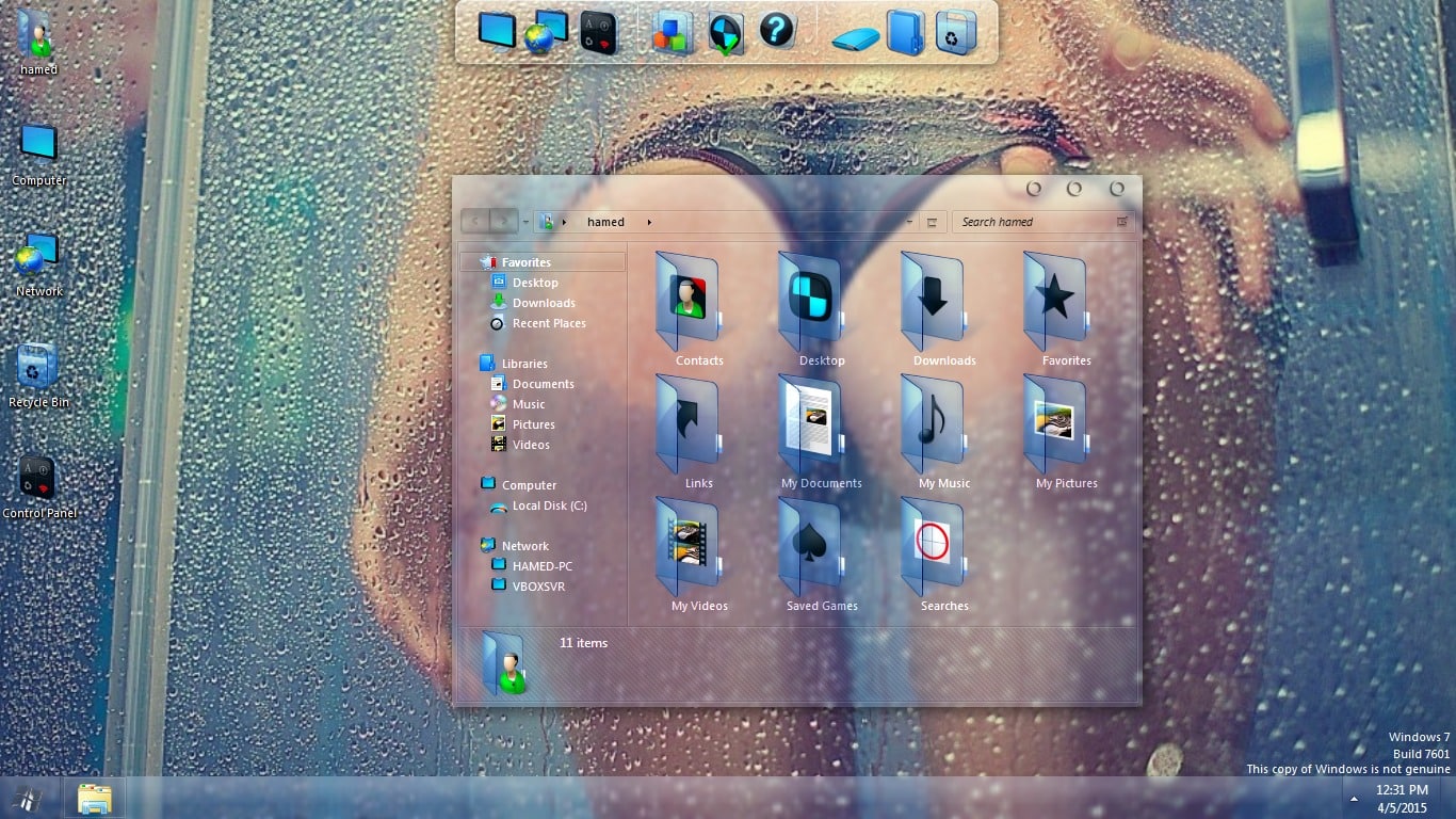 Paquete de Piel de Vidrio Windows 7