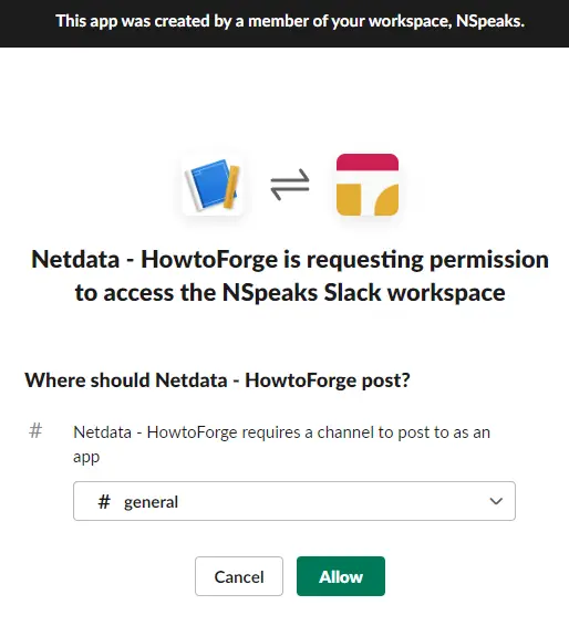 Aggiungi App Netdata a WorkSpace