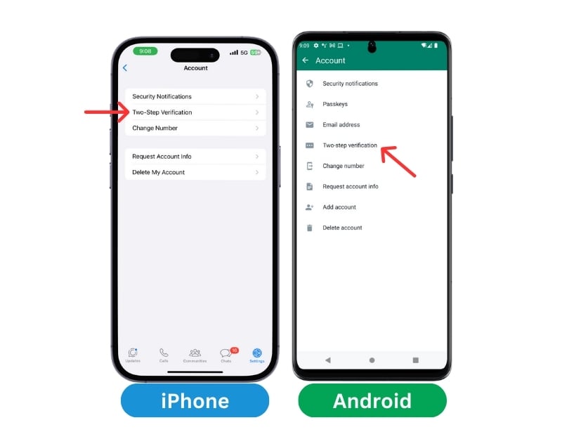 vérification en deux étapes whatsapp sur android et iphone