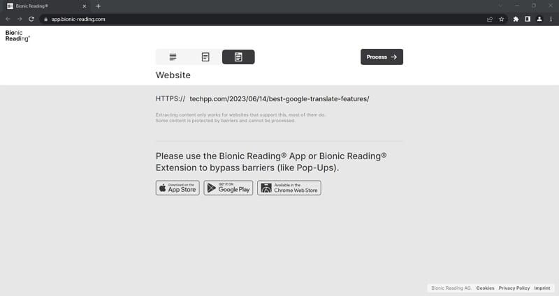 bionisches lesen web app