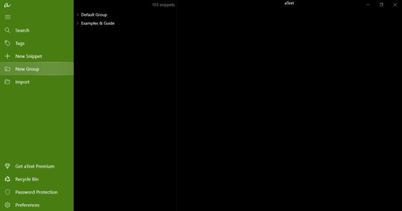 Erstellen einer neuen Gruppe in aText