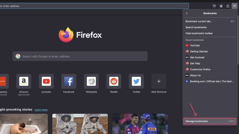 administrar marcadores de firefox