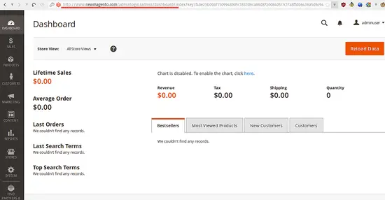 Magento-Admin-Seite.