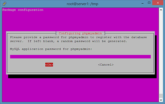 Password dell'applicazione MySQL per phpmyadmin.