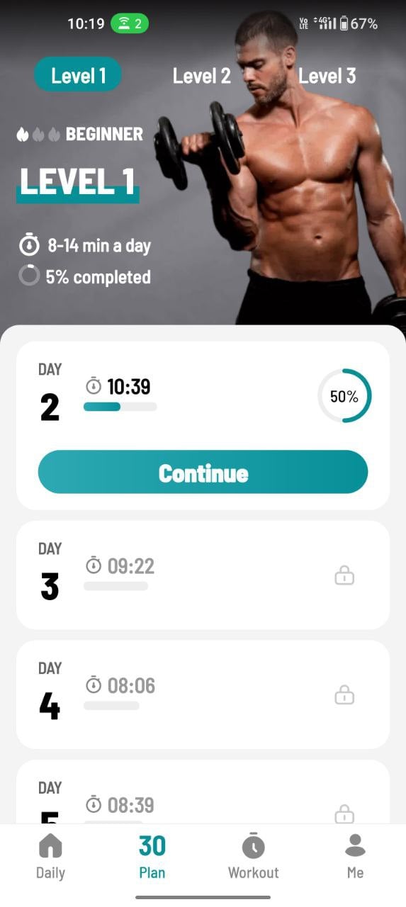 screeshots utilizzo app dumbell workout