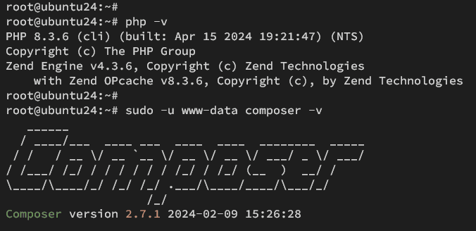 проверить php и composer