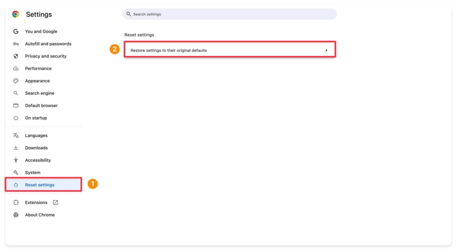 come ripristinare le impostazioni di google chrome
