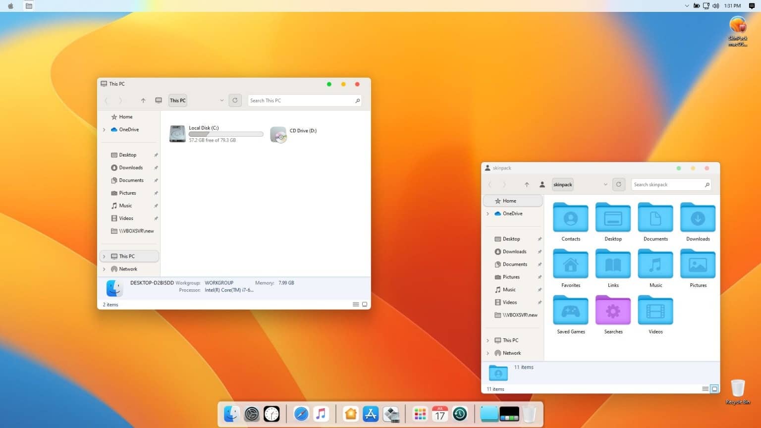 Paquete de Piel macOS Windows 7