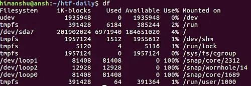 far visualizzare a df l'uso del disco di tutti i file system
