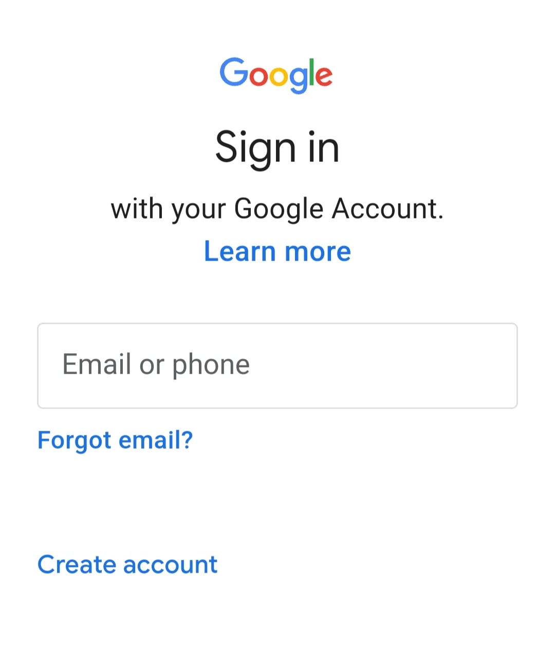 Anmeldeseite für Google-Konto