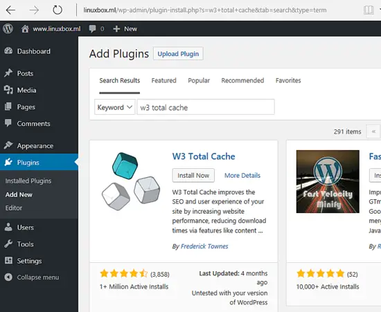 Plugin W3 Total Cache