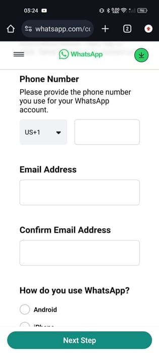 Contattare WhatsApp