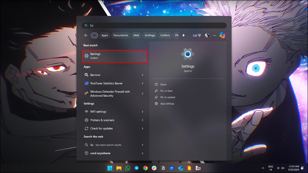Einstellungen in Windows