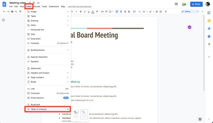 содержание google docs