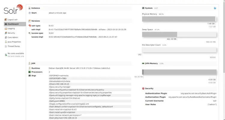 Tableau de bord Solr