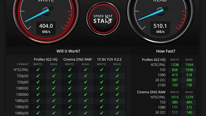Инструмент тестирования скорости диска Blackmagic