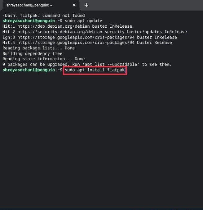 flatpak auf chromebook installieren