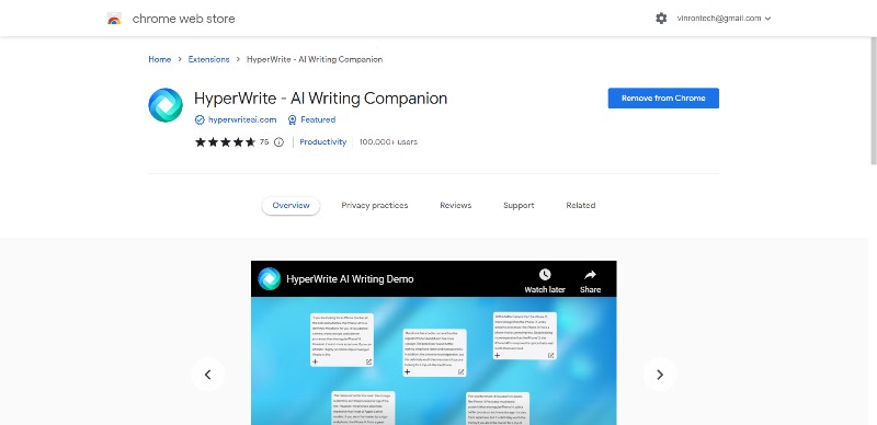 hyper write google chrome extension