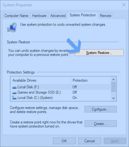 Restauración del Sistema en Windows 10