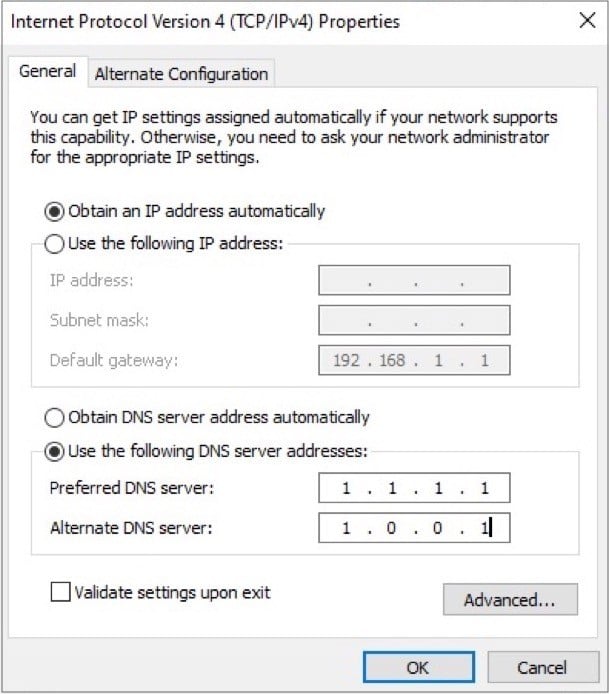 WindowsでのDNSサーバー変更
