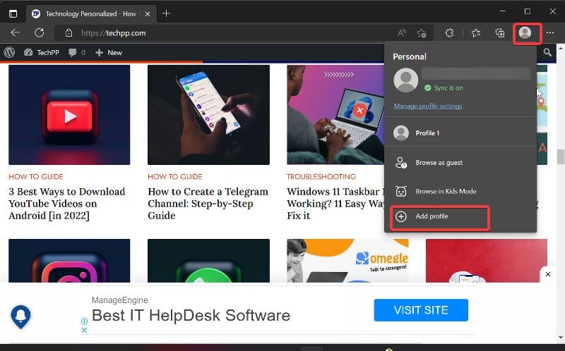 new profile on edge