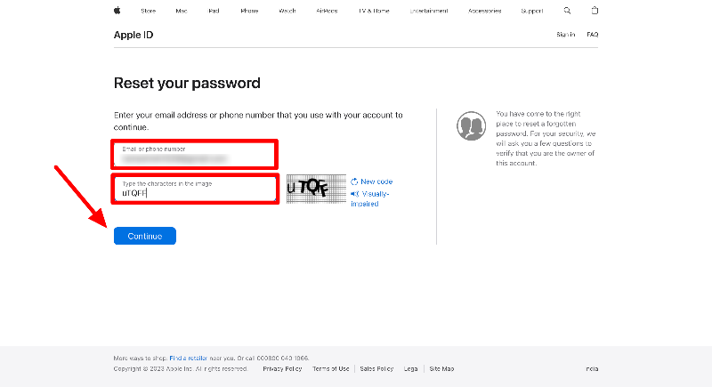 Appleパスワードをリセット
