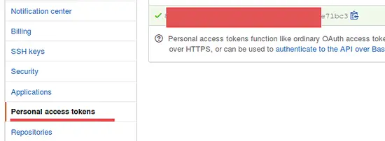Generieren eines Github-Tokens.
