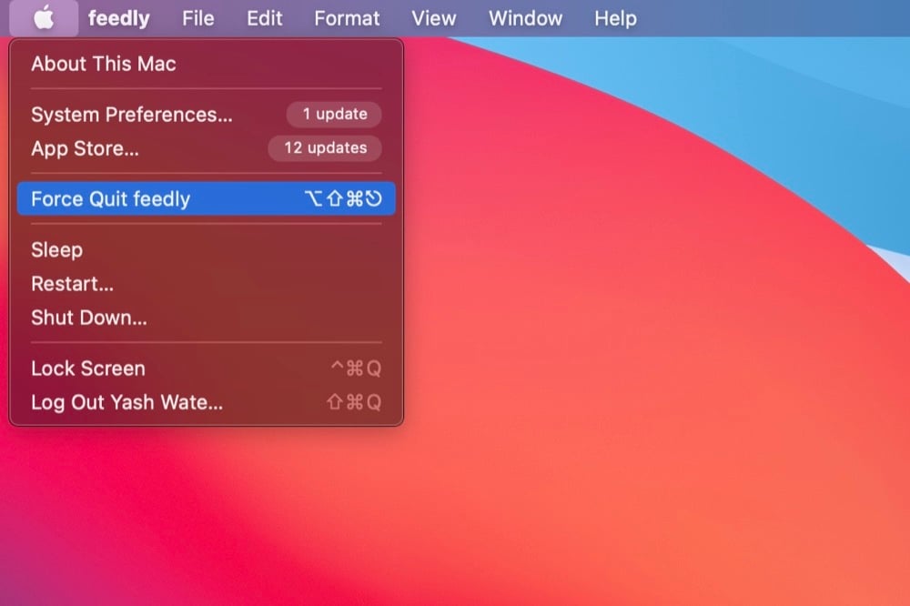 Mac-Apps über die Apple-Menüleiste beenden