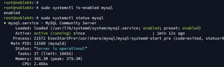 verificar mysql